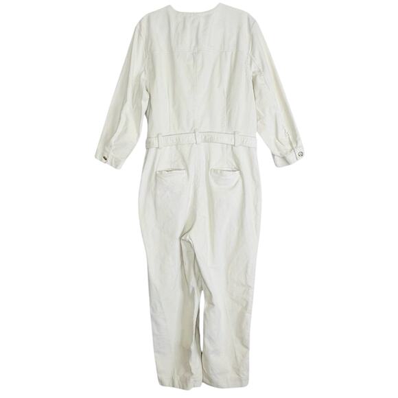 Gap Womens Corduroy Jumpsuit 16 Tall Relaxed Straight Leg Cream Ivory Academia - Picture 4 of 11